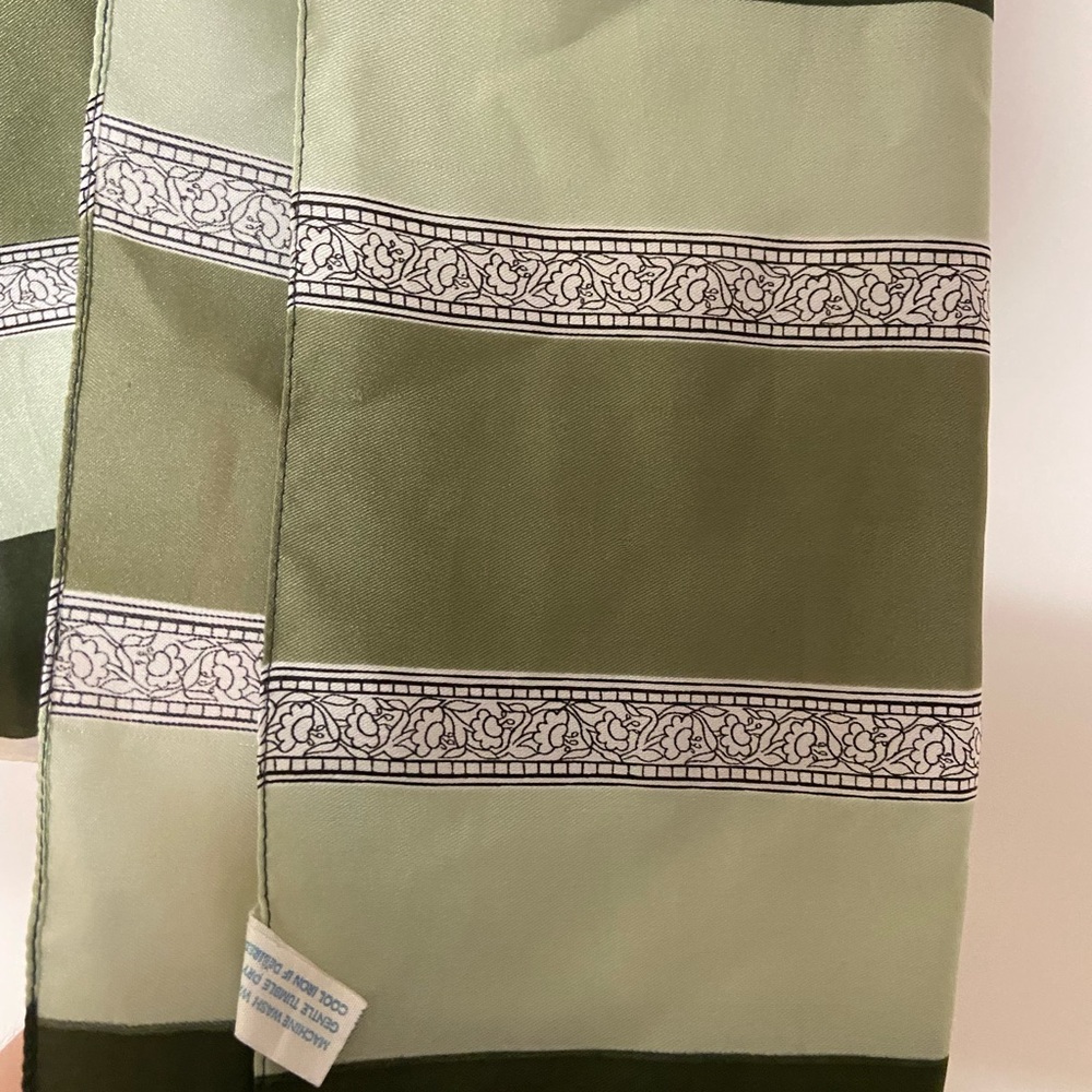 Green Striped Floral Scarf